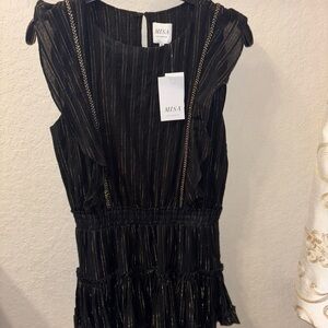 NWT Misa Los Angeles Cielo Black and Gold Striped Mini Dress